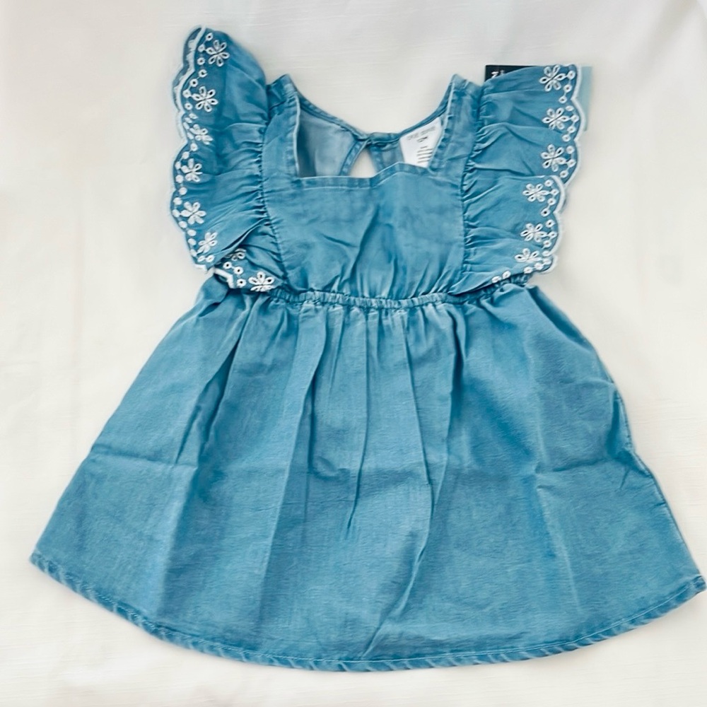 New / Toddlers Scalloped & Embroidered A~Line Dress